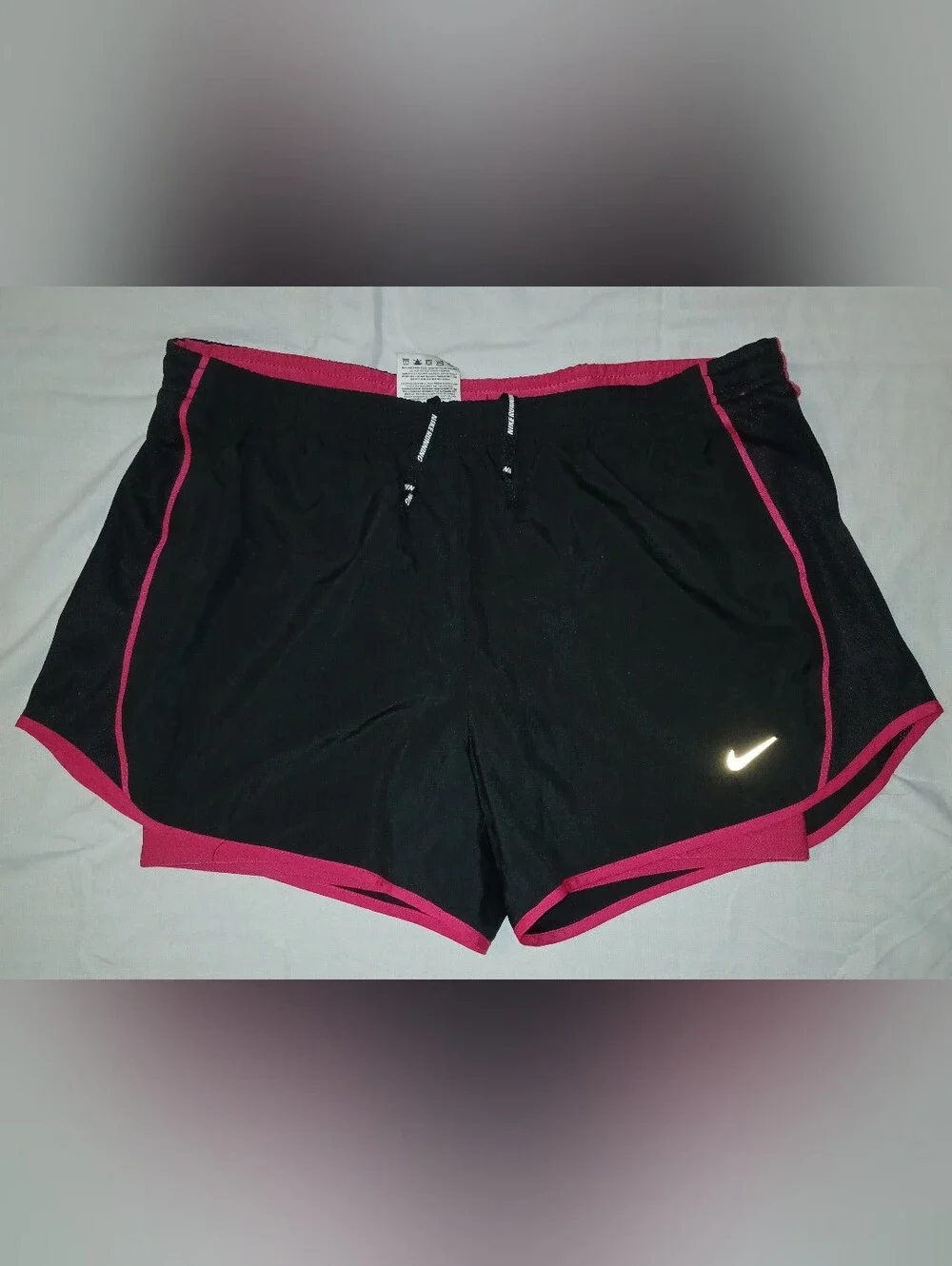 Nike Dri Fit Women’s Black Athletic Shorts with Pink Trim With Under Shorts